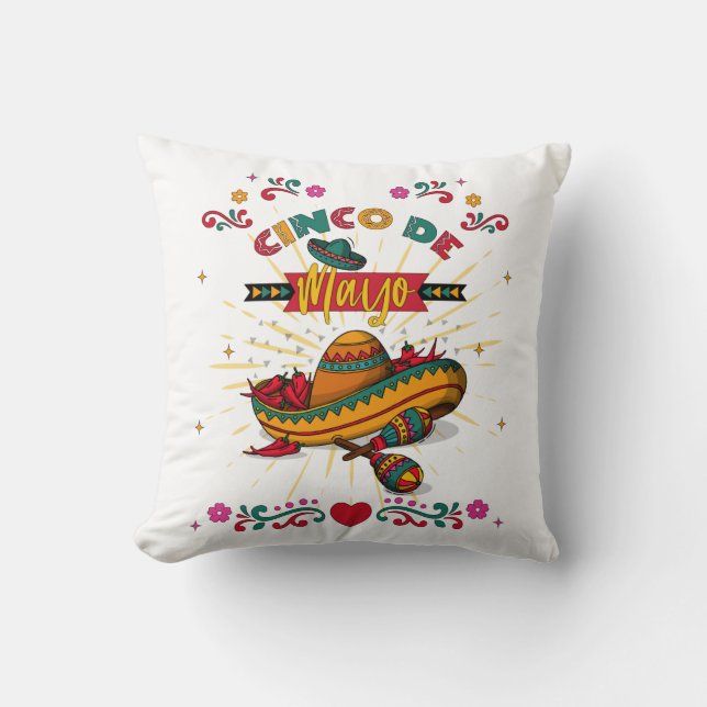 Cinco De Mayo Illustration, 2/2 Cushion (Front)