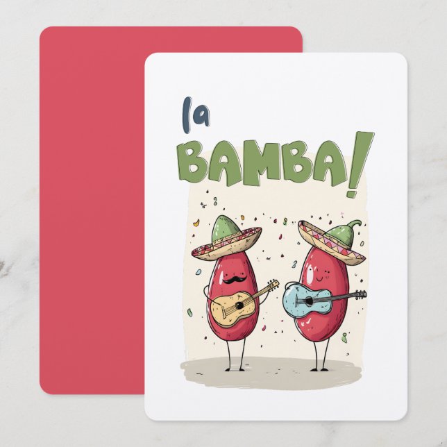 Cinco de Mayo La Bamba Chilli Jam & Spicy Strings Invitation (Front/Back)