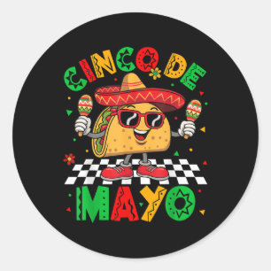 Cinco De Mayo Lets Fiesta Mexican Funny Taco Men W Classic Round Sticker