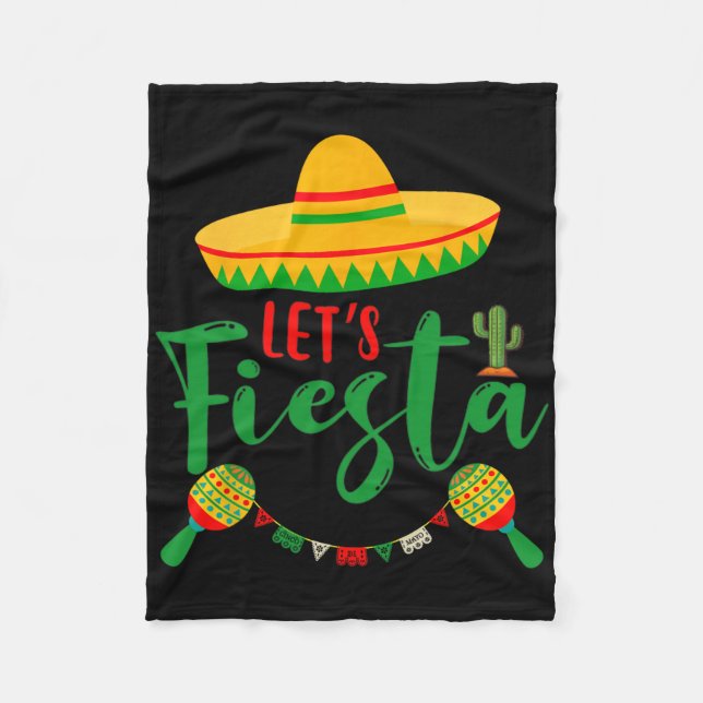 Cinco De Mayo Let's Fiesta Mexican Party Cinco De  Fleece Blanket (Front)