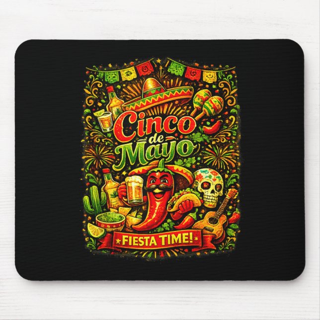 Cinco de mayo let's fiesta mexican party cinco deC Mouse Mat (Front)
