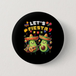 Cinco De Mayo Let's Fiesta Poncho Avocado Boys Gir 6 Cm Round Badge