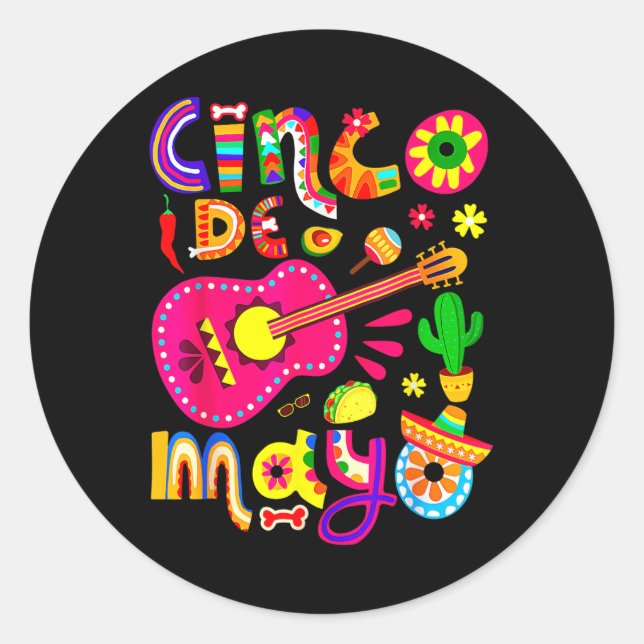 Cinco De Mayo Lets Fiesta Squad 5 De Mayo Mexican  Classic Round Sticker (Front)
