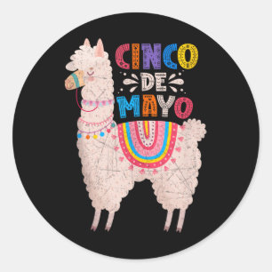 Cinco De Mayo Llama Fiesta Mexican Party Vibe Tank Classic Round Sticker