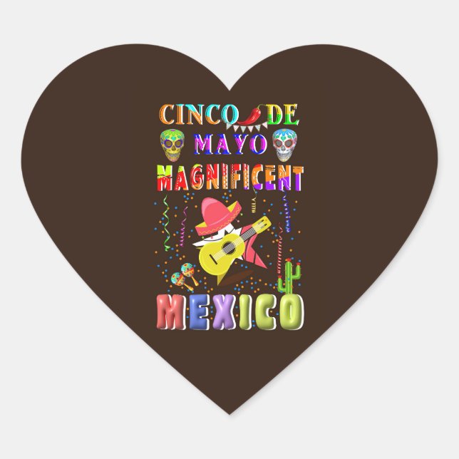 Cinco de Mayo Magnificent Mexico Heart Sticker (Front)