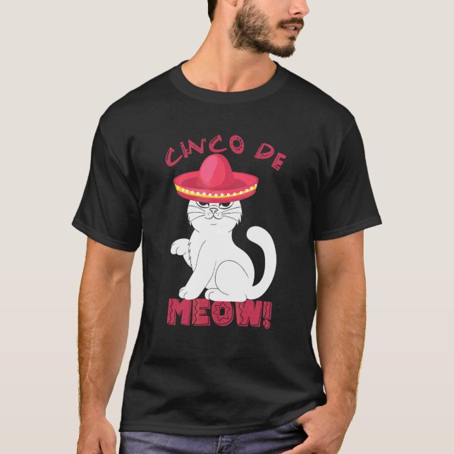 Cinco De Mayo Meow Cat Boys Kids Women Men Mexican T-Shirt (Front)