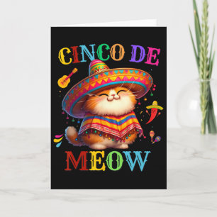 Cinco De Mayo Meow Cute Cat Lover Let's Fiesta Mex Card