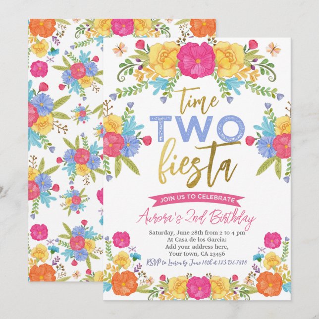 Cinco de Mayo Mexican 2nd Birthday  Invitation (Front/Back)