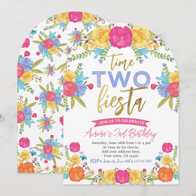 Cinco de Mayo Mexican 2nd Birthday  Invitation (Front/Back)