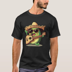 Cinco De Mayo Mexican Avocado Playing Guitar Sombr T-Shirt