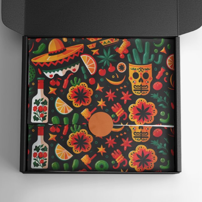 Cinco de Mayo. Mexican bright cartoon pattern Tissue Paper (Creator Uploaded)