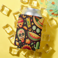 Cinco de Mayo Mexican bright scull cartoon pattern