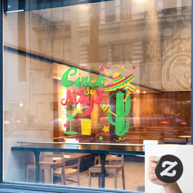 Cinco de Mayo Mexican Business Celebration Window Cling (Cafe Window)