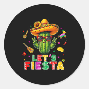 Cinco de mayo mexican cactus funny lets fiestaCinc Classic Round Sticker