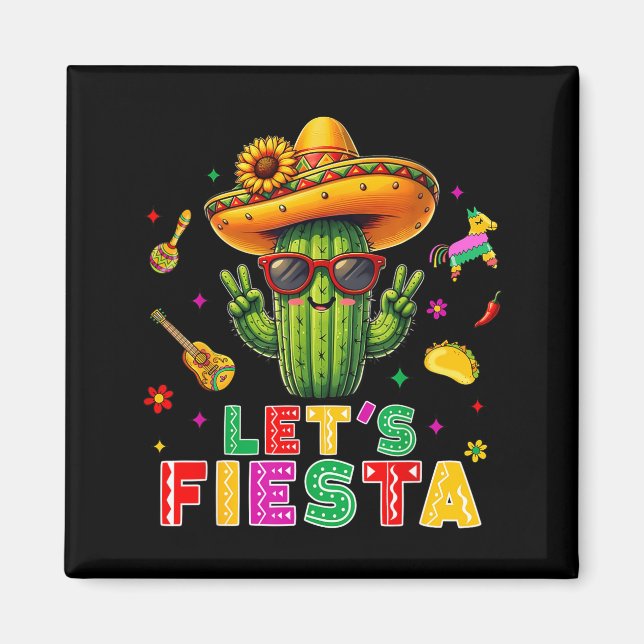 Cinco de mayo mexican cactus funny lets fiestaCinc Magnet (Front)
