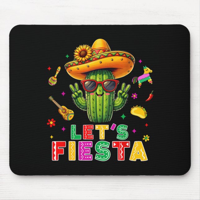 Cinco de mayo mexican cactus funny lets fiestaCinc Mouse Mat (Front)