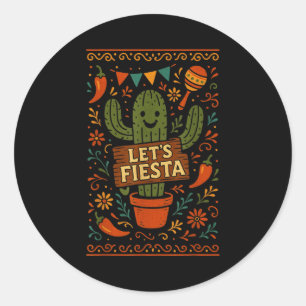 Cinco de mayo mexican cactus party funny letsCinco Classic Round Sticker