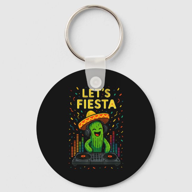 Cinco de mayo mexican cactus party funny letsCinco Key Ring (Front)