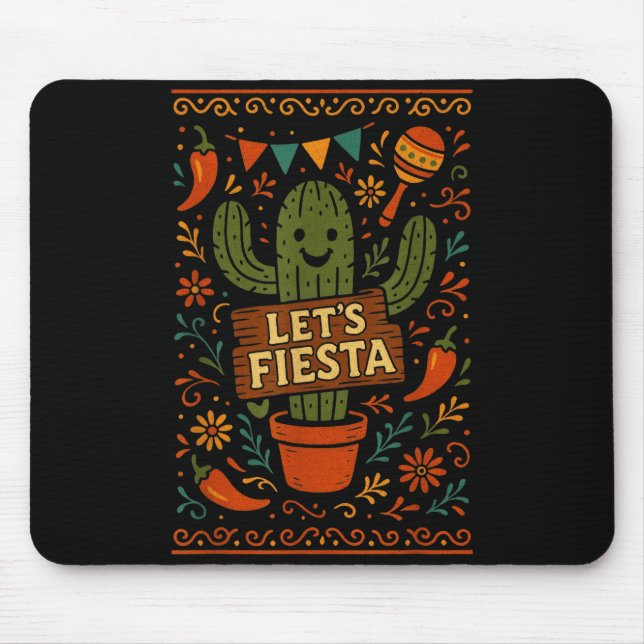 Cinco de mayo mexican cactus party funny letsCinco Mouse Mat (Front)