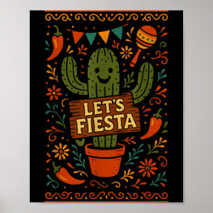 Cinco de mayo mexican cactus party funny letsCinco Poster