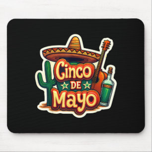 Cinco De Mayo Mexican Cactus Sombrero Guitar Fiest Mouse Mat