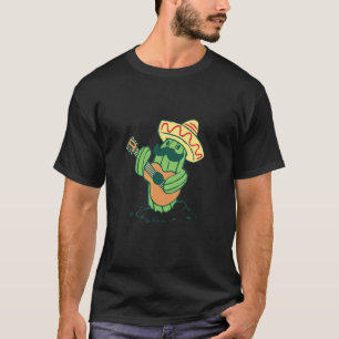 Cinco De Mayo Mexican Cactus With Sombrero And Gui T-Shirt