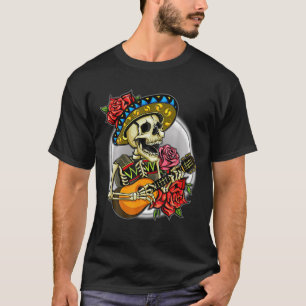 Cinco De Mayo Mexican Cross Sunglasses Skull Musta T-Shirt