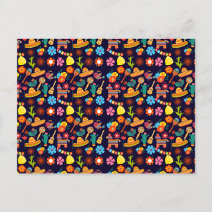 Cinco De Mayo Mexican cute pattern  Holiday Postcard