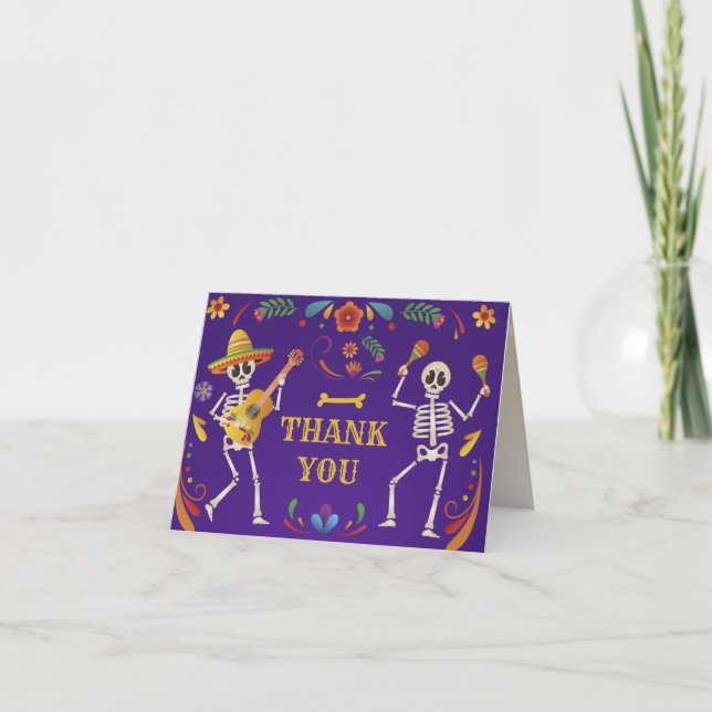 Cinco de Mayo Mexican Fiesta Dead skull Custom Thank You Card (Front)