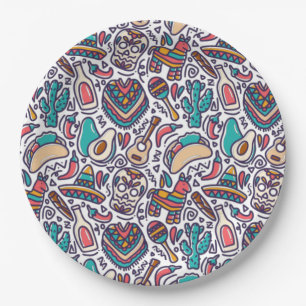 Cinco De Mayo Mexican Fiesta Seamless Pattern Paper Plate