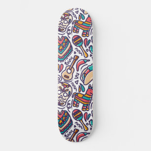Cinco De Mayo Mexican Fiesta Seamless Pattern Skateboard