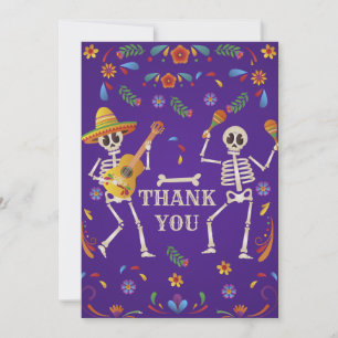 Cinco de Mayo Mexican Fiesta skull Thank you Invitation