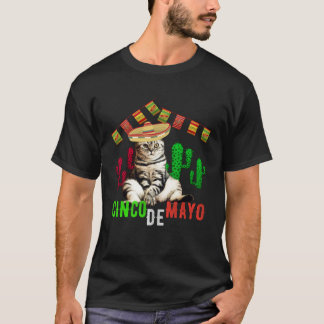 Cinco De Mayo Mexican Fiesta Sombrero Cat T-Shirt