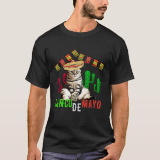 Cinco De Mayo Mexican Fiesta Sombrero Cat T-Shirt