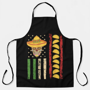 Cinco De Mayo Mexican Flag Sugar Skull Taco Apron