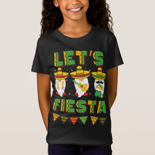 Cinco De Mayo Mexican Gnomes Lets Fiesta T-Shirt (Front)