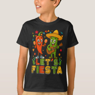 Cinco De Mayo Mexican Guitar Cactus Chilli Lets Fi T-Shirt