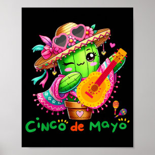 Cinco De Mayo Mexican Guitar Cactus For Men Women  Poster