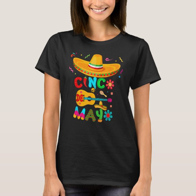 Cinco De Mayo Mexican Guitar Cactus for Men Women  T-Shirt (Front)