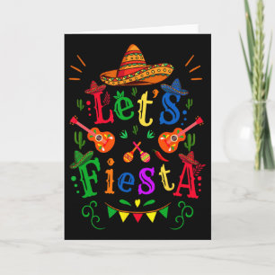 Cinco De Mayo Mexican Guitar Cactus Let's Fiesta Card