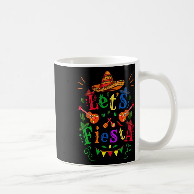 Cinco De Mayo Mexican Guitar Cactus Let's Fiesta  Coffee Mug (Right)