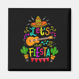 Cinco De Mayo Mexican Guitar Lets Fiesta Cactus Magnet