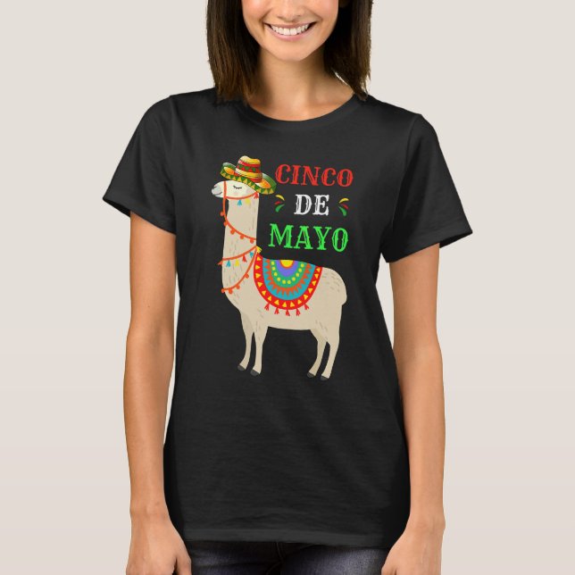 Cinco De Mayo Mexican Party Llama Mexican Dress T-Shirt (Front)