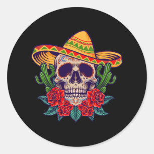 Cinco de mayo mexican skull classic round sticker