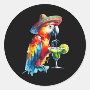 Cinco De Mayo Mexican Sombrero Parrot Drinking A M Classic Round Sticker