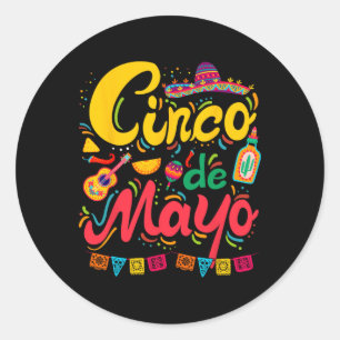 Cinco De Mayo Mexican Taco Funny 5 De Mayo Lets Fi Classic Round Sticker