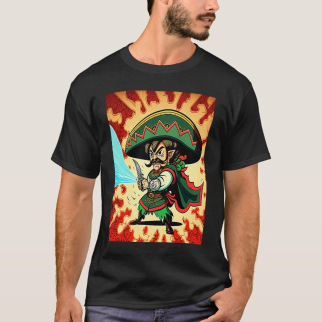 Cinco De Mayo Mexican Tradition Mexican Swordsman  T-Shirt (Front)