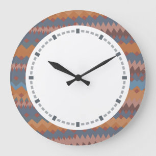 Cinco de Mayo Mexican ZigZag Southwestern Colours Large Clock