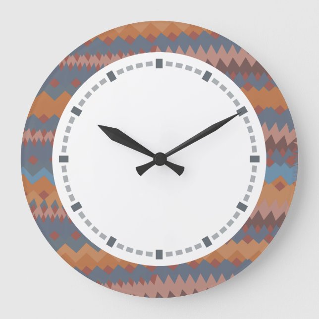 Cinco de Mayo Mexican ZigZag Southwestern Colours Large Clock (Front)