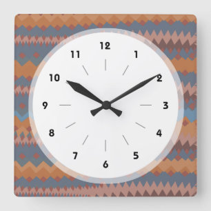 Cinco de Mayo Mexican ZigZag Southwestern Colours Square Wall Clock